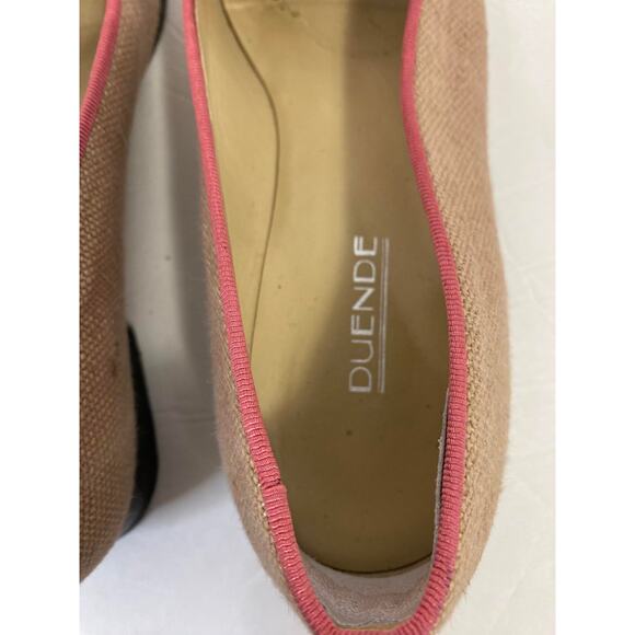 Duende Women Canvas Leather Flats AST Shoes Round Toe Slip on Red Tan SZ 7.5 - Picture 4 of 6